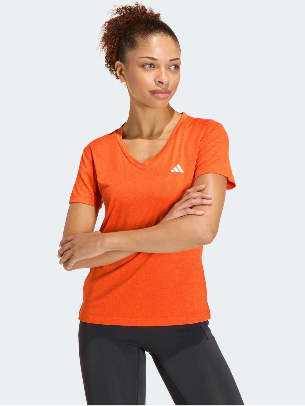 adidas Orange V‑Neck Short Sleeve Women's Tee